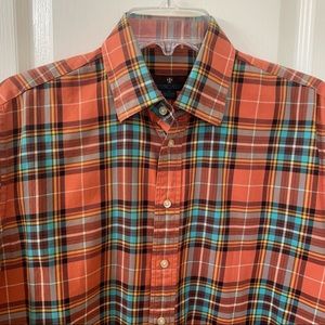 Toscano Cotton Twill Plaid Button-Up Shirt
